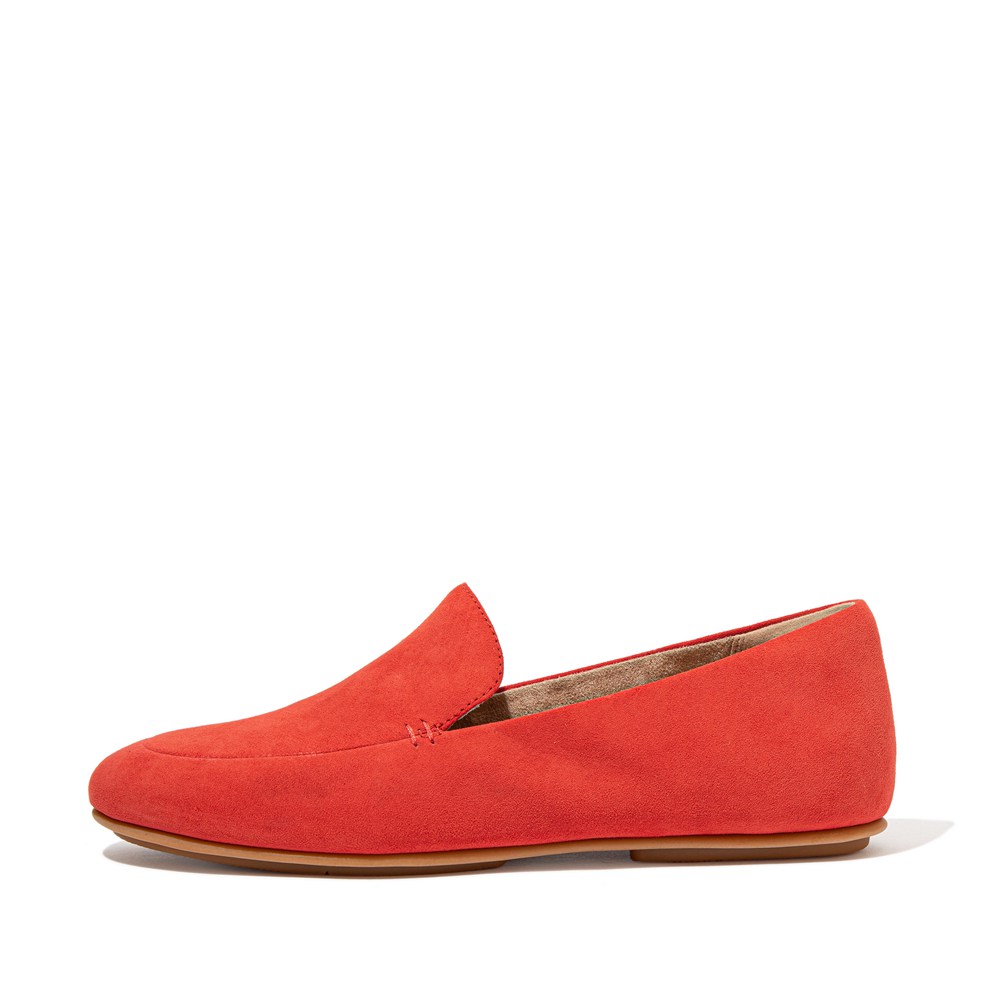 Fitflop Womens Loafers Coral Pink - Lena Suede - 27VUTSKMP